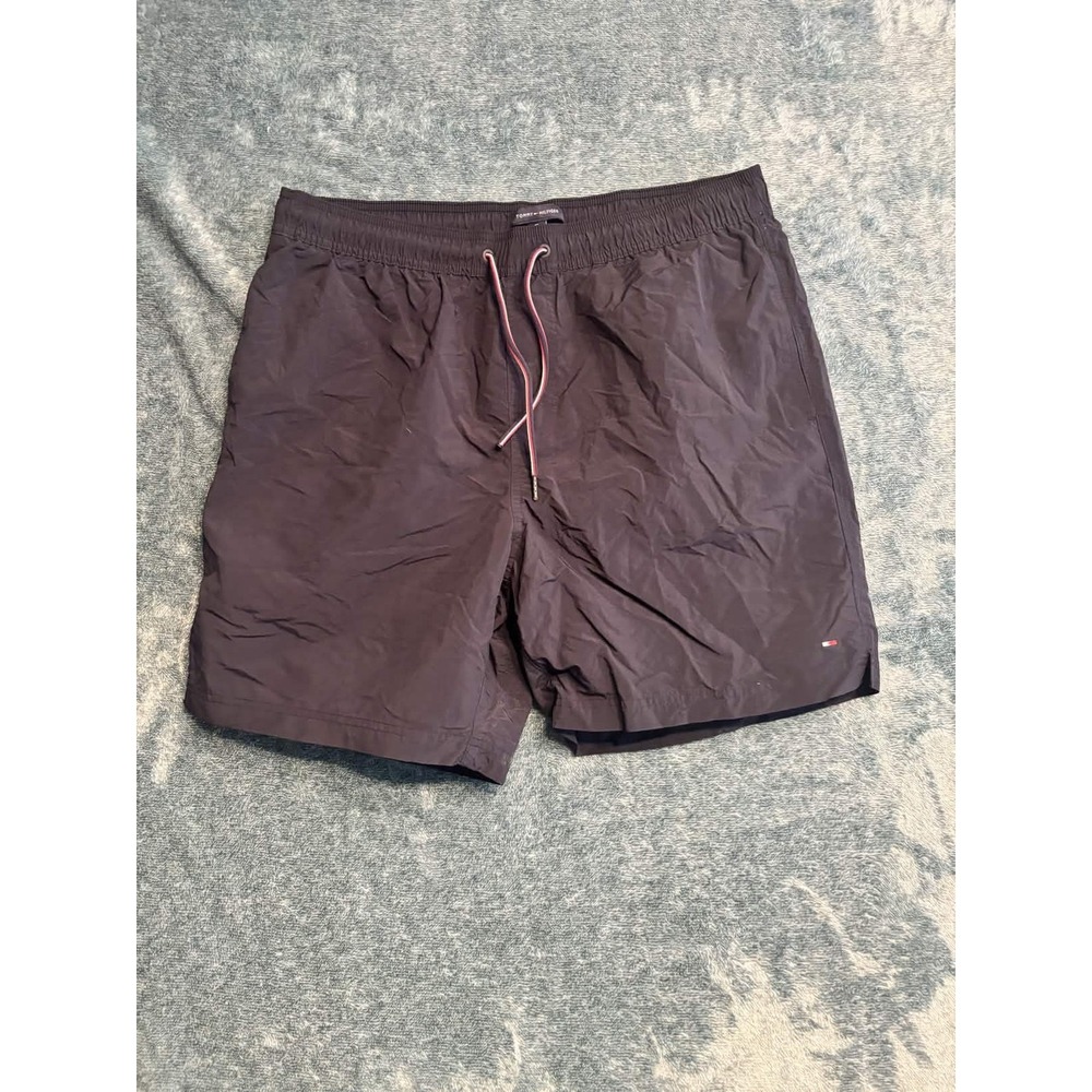 Tommy Hilfiger Mens Swim Trunks XL Navy Blue Solid Nylon Mesh Lined Shorts